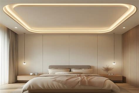 Scandinavian L Shaped Single Layered Gypsum Ceiling Design.